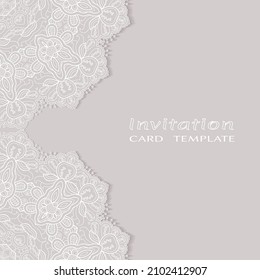 Lace Invitation Card template with mandala element. Doodle line pattern. Decorative openwork filigree art background for Wedding, Valentine's day greeting card, Birthday Invitation