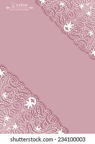 Lace invitation card, wedding or greeting card design with ornamental pattern, beautiful luxury postcard, ornate page cover, vector abstract background