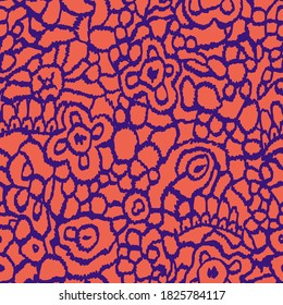 Lace knitting texture. Stained glass window ornament. Geometric seamless pattern with floral shapes and botanical elements. Vintage tracery style print design. Good for fabric, textile, wallpaper.