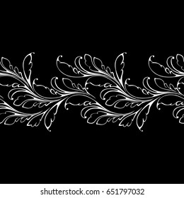 Lace leaves seamless pattern. Ornamental vector texture for ribbons, fabric, wrapping.
