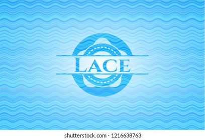 Lace light blue water wave badge background.