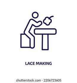 lace making icon from activity and hobbies collection. Thin linear lace making, lace, ornament outline icon isolated on white background. Line vector lace making sign, symbol for web and mobile