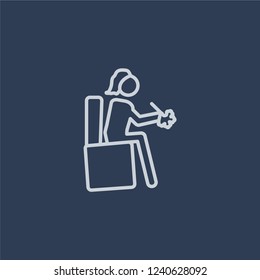 Lace making icon. Trendy flat vector line Lace making icon on dark blue background from Activity and Hobbies collection. 