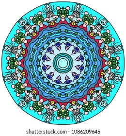 Lace, mandala creativity of animals wildlife, sea and ocean pattern concept abstract background vector illustration