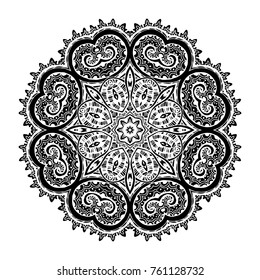 Lace mandala pattern in black and whight