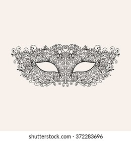 Lace mask mardi gras. Henna Paisley Mehndi Doodles. Abstract Floral zentangle