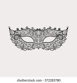 Lace mask mardi gras. Henna Paisley Mehndi Doodles. Abstract Floral zentangle