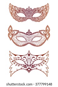 Lace mask mardi gras. Henna Paisley Mehndi Doodles set. Abstract Floral zentangle