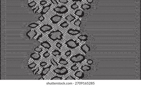 Tecido de malha de renda com um design emendado de impressão de leopardo e padrões sólidos.