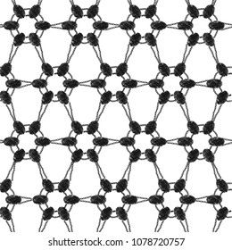 Lace monochrome seamless pattern crochet loops.. Vector illustration.