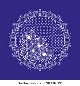 
Lace napkin with Macs . Vector illustration.
