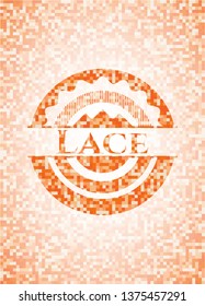 Lace orange mosaic emblem with background