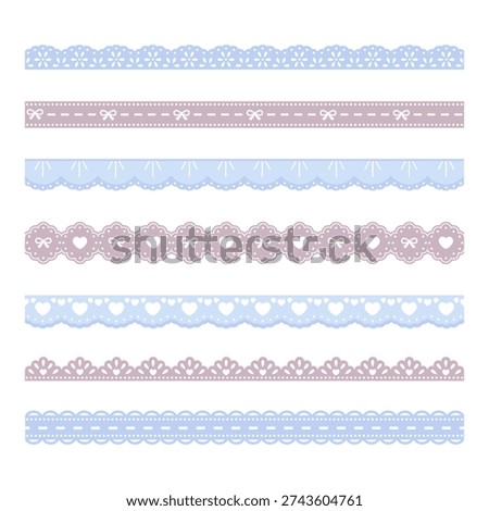 Lace ornament borders frame set. Scalloped edges with hearts, flowers and bows. Cute dividers.