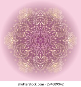 lace ornament, circular pattern, vector image
