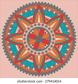 Lace ornament, decor for your design. Round pattern, oriental style