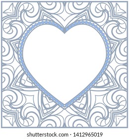 Lace Ornament With Heart And Floral Pattern. Vector illustration