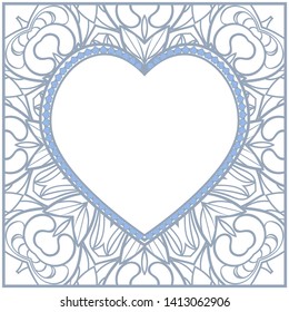 Lace Ornament With Heart And Floral Pattern. Vector illustration