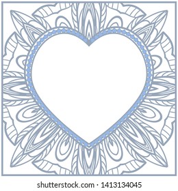 Lace Ornament With Heart And Floral Pattern. Vector illustration