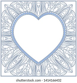 Lace Ornament With Heart And Floral Pattern. Vector illustration