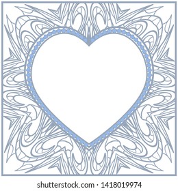 Lace Ornament With Heart And Floral Pattern. Vector illustration