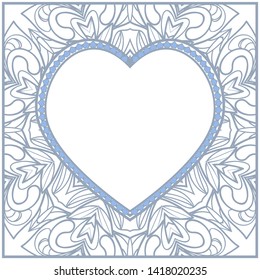 Lace Ornament With Heart And Floral Pattern. Vector illustration