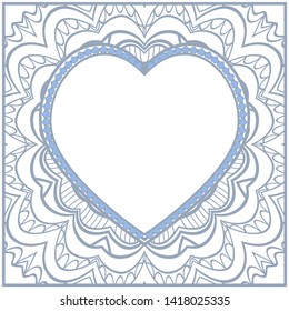 Lace Ornament With Heart And Floral Pattern. Vector illustration