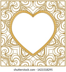 Lace Ornament With Heart And Floral Pattern. Vector illustration