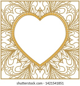 Lace Ornament With Heart And Floral Pattern. Vector illustration