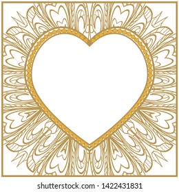 Lace Ornament With Heart And Floral Pattern. Vector illustration