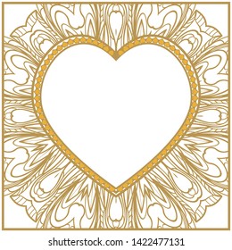 Lace Ornament With Heart And Floral Pattern. Vector illustration