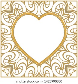 Lace Ornament With Heart And Floral Pattern. Vector illustration