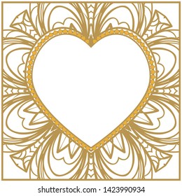 Lace Ornament With Heart And Floral Pattern. Vector illustration