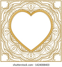 Lace Ornament With Heart And Floral Pattern. Vector illustration