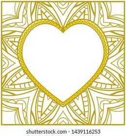 Lace Ornament With Heart And Floral Pattern. Vector illustration