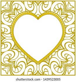 Lace Ornament With Heart And Floral Pattern. Vector illustration