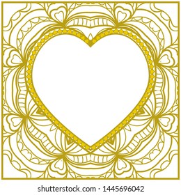 Lace Ornament With Heart And Floral Pattern. Vector illustration