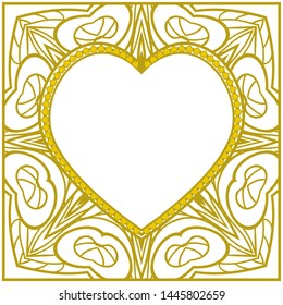 Lace Ornament With Heart And Floral Pattern. Vector illustration
