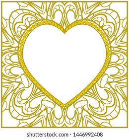 Lace Ornament With Heart And Floral Pattern. Vector illustration