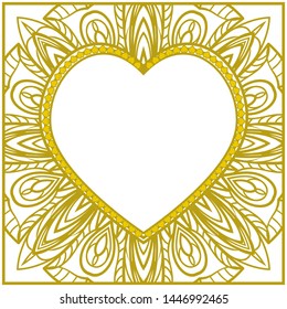 Lace Ornament With Heart And Floral Pattern. Vector illustration