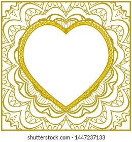 Lace Ornament With Heart And Floral Pattern. Vector illustration