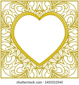 Lace Ornament With Heart And Floral Pattern. Vector illustration