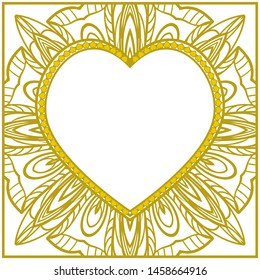 Lace Ornament With Heart And Floral Pattern. Vector illustration