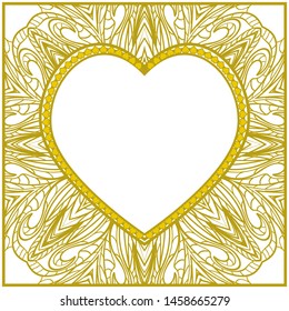 Lace Ornament With Heart And Floral Pattern. Vector illustration