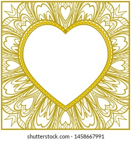 Lace Ornament With Heart And Floral Pattern. Vector illustration