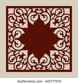 Lace ornament. Template for decorative panels. The image is suitable for printing, engraving, laser cut paper, wood, metal, stencil making