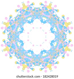 Lace ornament, watercolor marble, round doily ornamental geometric pattern, floral holiday decoration 