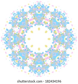 Lace ornament, watercolor marble, round doily ornamental geometric pattern, floral holiday decoration 