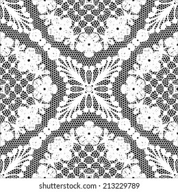 Lace ornamental, floral seamless background, wedding pattern, embroidery elements, crochet ornament, vector illustration