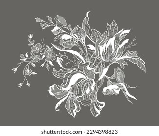 Lace ornate flowers. vector illustration
