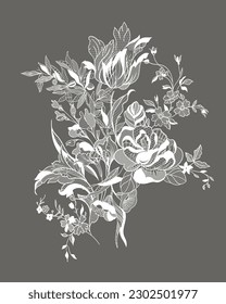 Lace ornate flowers. vector illustration
